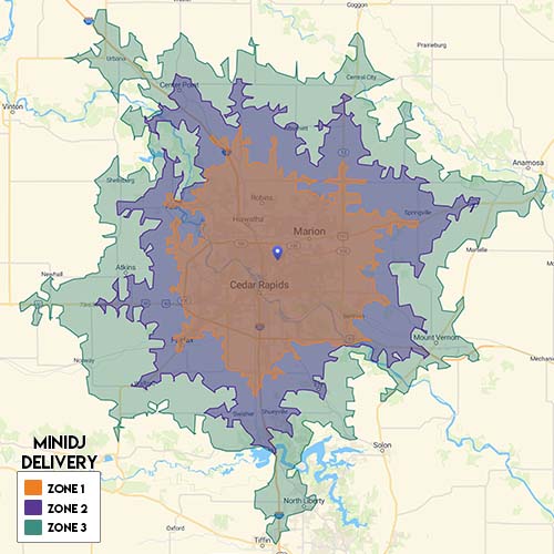 Cedar Rapids MiniDJ Delivery Map
